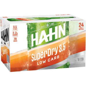 HAHN SUPER DRY 3.5% Bottles - 4 x 6 Pack Carton