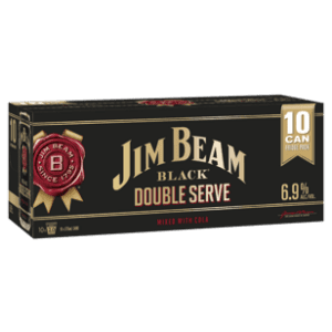 JIM BEAM BLACK 7% DOUBLE SERVE Can 375ml - 10 Pack