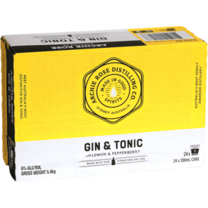 ARCHIE ROSE GIN & TONIC Can 200ml - 6 x 4 Pack Carton