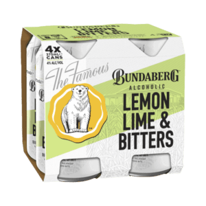 BUNDABERG ALCOHOLIC LEMON LIME BITTERS Can 375ml - 4 Pack